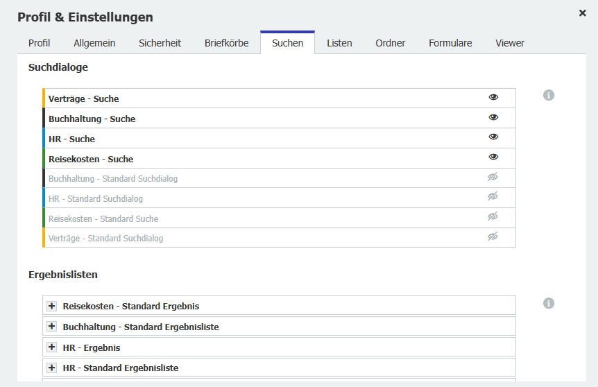 Suchen und Ergebnislisten